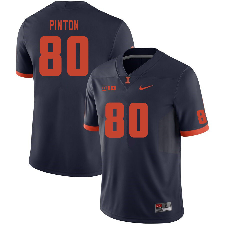 Men #80 Fabrizio Pinton Illinois Fighting Illini College Football Jerseys Sale-Navy